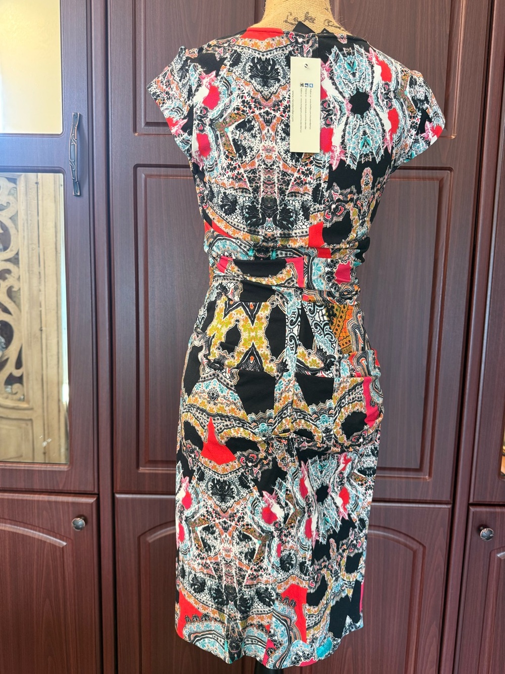 Nicole Miller Multicolor Printed Cap-Sleeve Midi Dress - Picture 5 of 8